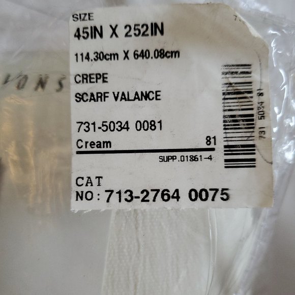 Cream Crape Scarf Valance 45 x 252" - Picture 4 of 6